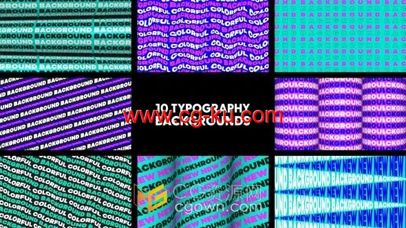 10组波浪式文字循环图形动画背景视频-AE与PR模板的图片1
