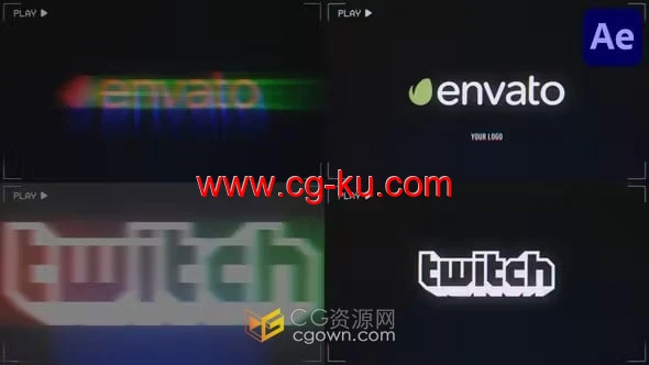 快速故障效果标志动画VHS Logo Reveal-AE模板的图片1