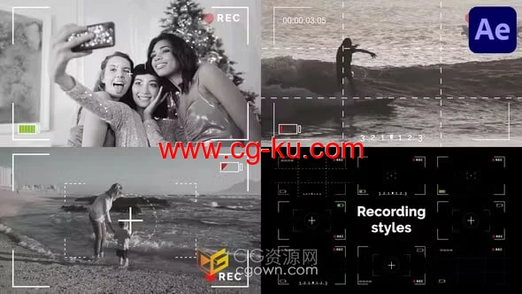 AE模板-视频录制模式镜头对焦取景器界面屏幕拍摄录制框效果的图片1