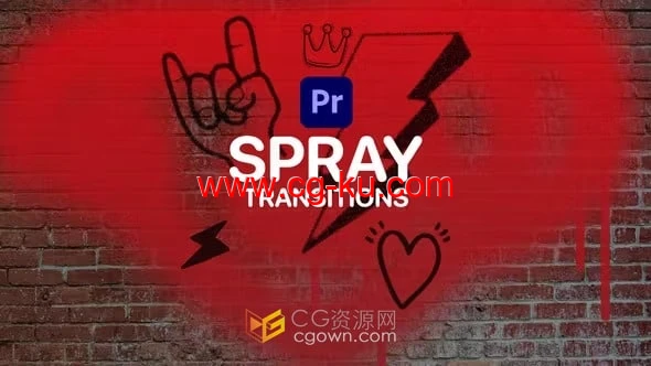 闪烁图标涂鸦动画12种气溶胶涂鸦艺术喷雾过渡-PR转场模板的图片1