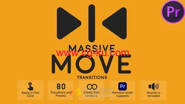 Massive Move Transitions PR模板80种动态拉伸移动转场过渡特效的图片1