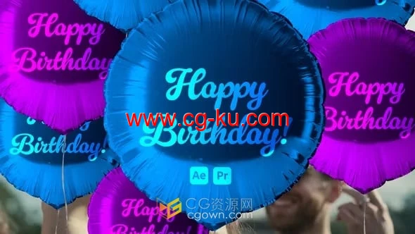 Balloons Transitions AE/PR模板圆形心形星星气球转场效果的图片1