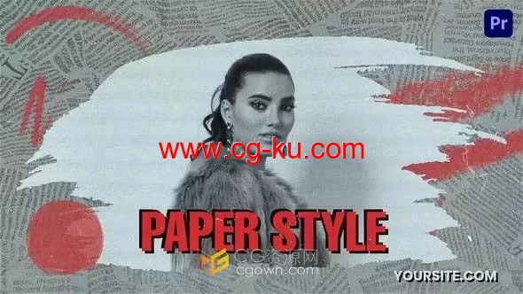 Grunge Paper报纸艺术风格创意笔刷效果前卫片头介绍-PR模板的图片1