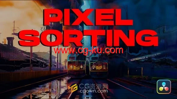 10种模拟数字失真故障特效转场过渡DR模板Pixel Sorting Transitions的图片1