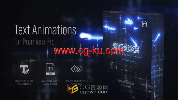 48组发光笔画文字动画预设文字标题效果PR模板的图片1