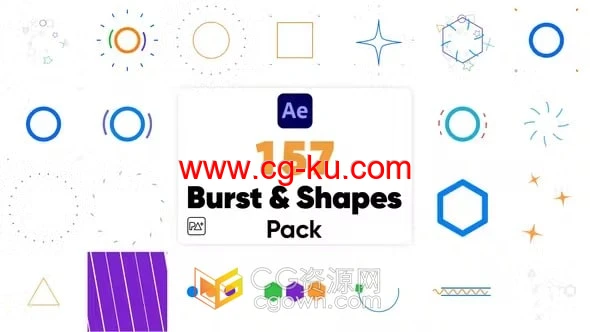 AE模板157个矢量彩色运动图形爆发MG动画Burst and Shapes Pack的图片1