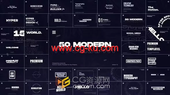 50 Modern Titles AE模板现代设计风格文字标题动画的图片1