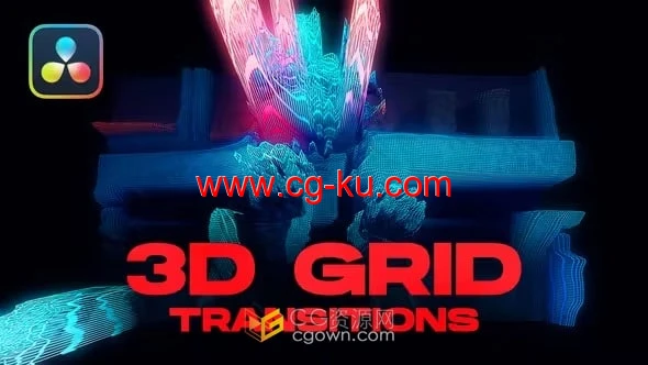 10种迷幻像素失真3D网格过渡-DR达芬奇转场模板的图片1