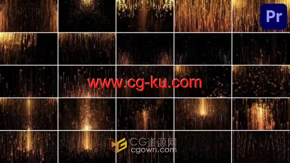 金色飞行粒子发光线条豪华背景动画-PR模板的图片1