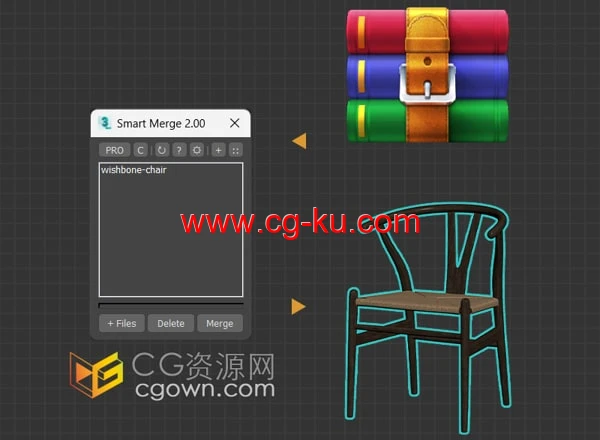 3DS Max插件Smart Merge v2.05导入多个模型智能合并的图片1