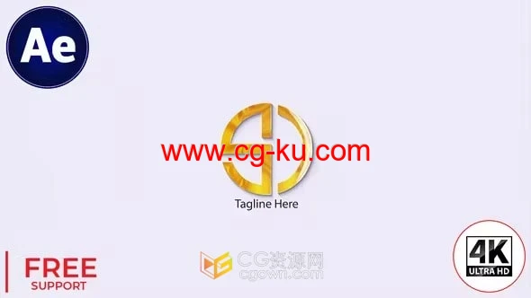 现代艺术标志落版展示水波纹动画LOGO演绎-AE模板的图片1