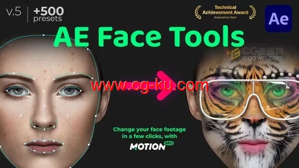 AE脚本Face Tools V5人脸面部追踪合成表情丑化换脸化妆美颜工具的图片1