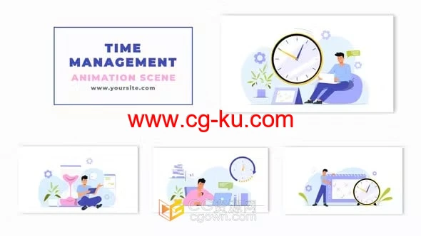 企业工作场所时间管理角色动画场景培训视频演示-AE模板的图片1