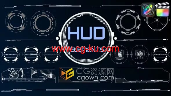FCPX插件40组未来高科技元素动画HUD Elements的图片1