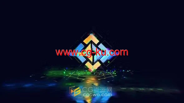 数字故障赛博朋克效果3D品牌标志动画-PR模板的图片1