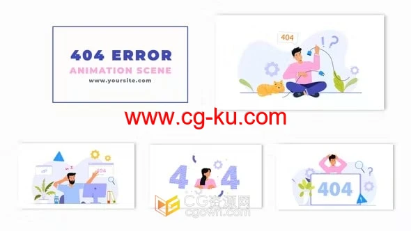 创建服务器故障内容丢失404报错动画场景-AE模板的图片1