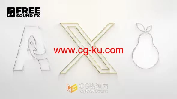 干净简约轮廓描边绘制落版标志扫光LOGO片头-AE模板的图片1