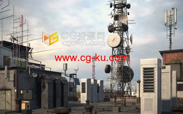 3D模型37个工业道具和建筑元素天线发电站加油站能源杆模型的图片4