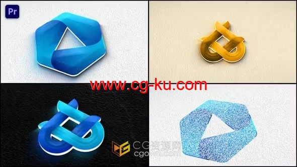 噪点效果3D挤压LOGO动画视频效果PR模板的图片1