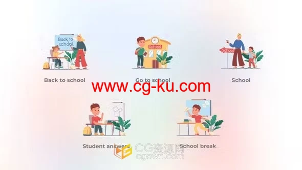 学校教育机构介绍学生学习MG图形动画场景AE模板的图片1