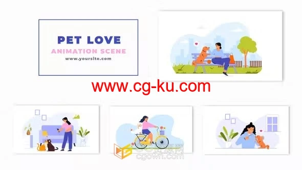 可爱温馨宠物相关动画插图动物爱好者动物收容所场景介绍-AE模板的图片1