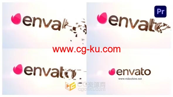 简洁明亮翻转标志碎块拼凑汇聚LOGO片头-PR模板的图片1