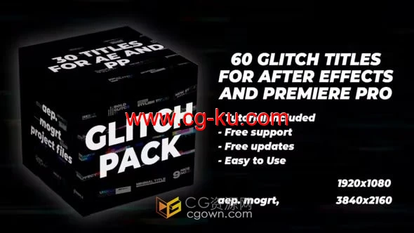 Glitch Titles Pack高科技故障标题闪烁文本动画-AE与PR模板的图片1