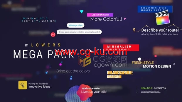 FCPX插件131组现代设计文字标题视频字幕条动画mLowers Mega的图片1