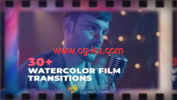 30+胶片水彩过渡FIlm Watercolor Transitions-AE模板的图片1