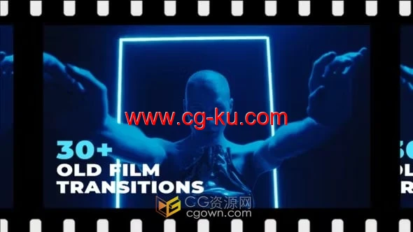 FIlm Old Transitions复古黑白电影胶卷转场元素-AE模板的图片1
