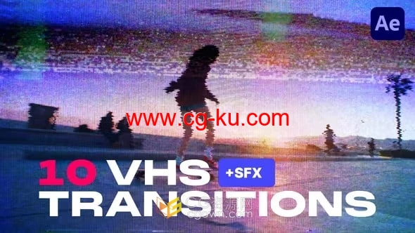 10个带有漏光和损坏的胶片覆盖层VHS胶片复古转场-AE模板的图片1