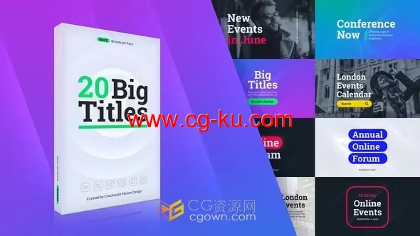 20个预设场景大标题品牌演示教育视频开场白制作AE模板的图片1