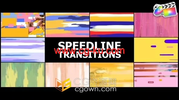 FCPX插件10组彩色速度线转场过渡动画Seamless Speedline Transitions的图片1