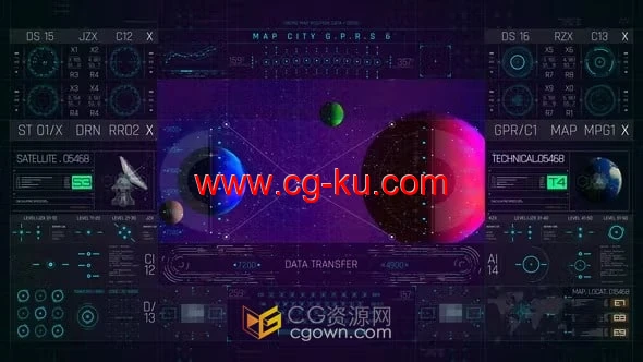 HUD PRO GPRS 6 高科技星球探索数据跟踪全息HUD界面-AE模板的图片1