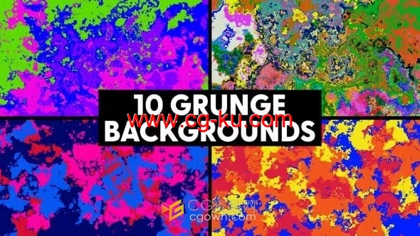 10个抽象艺术多彩背景Grunge Backgrounds-AE模板的图片1