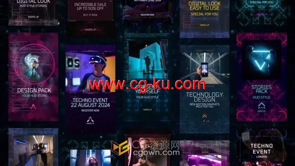 10个科技感垂直动画包装HUD技术宣传短视频广告-AE模板的图片1