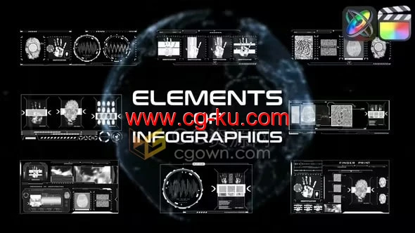 FCPX插件全息界面元素高科技HUD界面动画Elements Of Infographics的图片1