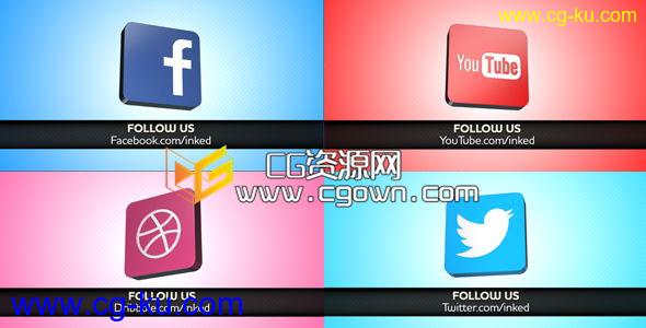 社交网络标志动画 VideoHive Social Network 6689094 AE模板的图片1