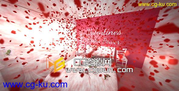 玫瑰花瓣情人节 婚礼视频 Videohive Valentines Flower Power AE模板的图片1