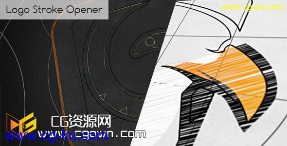 几何线描笔画标志形成 Videohive Logo Stroke Opener AE模板的图片1