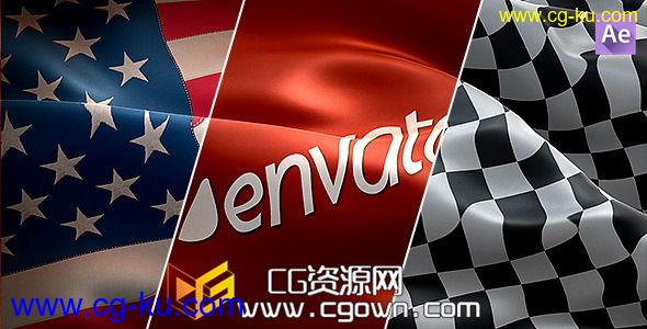 特写国旗镜头 真实三维旗帜丝绸飘动 Videohive Custom Flags AE模板的图片1