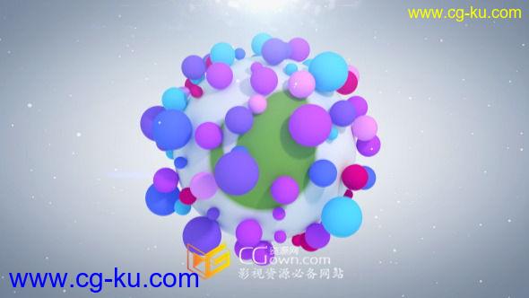 AE模板 充满活力多彩三维粒子球吸附弹跳凝聚标志片头 免费下载的图片1