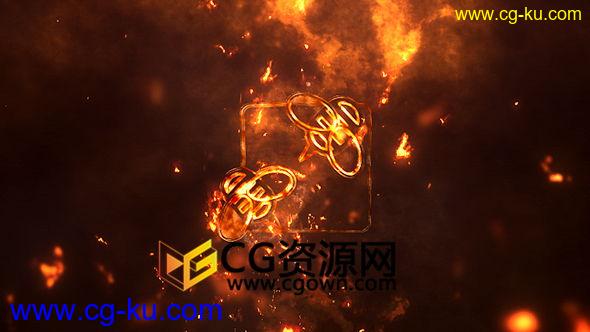 5种火焰粒子标志片头动画AE模板能量火花粒子燃烧LOGO演绎 免费下载的图片1