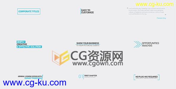 4K分辨率简约扁平化文字标题动画AE模板 企业人名介绍字幕条效果 免费下载的图片1