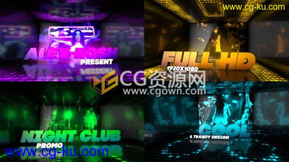 3D创意舞蹈俱乐部广告片AE模板 酒吧夜总会舞会动感宣传片视频 免费下载的图片1