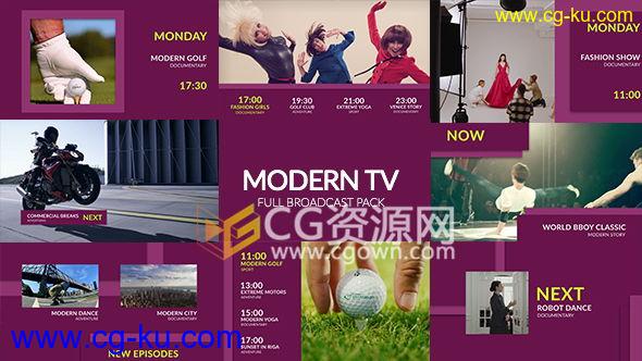 4K分辨率工程TV频道整套包装AE模板 时尚品牌电视栏目片头 免费下载的图片1