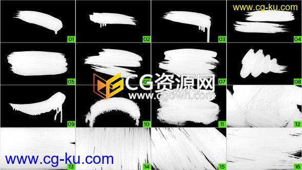 16种水墨笔刷动画效果带lpha 可以做影片擦除遮罩转场 免费下载的图片1