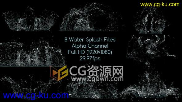 8种效果水花水滴飞溅散开动画带Alpha通道 合成视频素材 免费下载的图片1