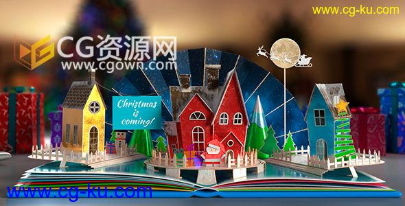 3D弹出剪影书祝福圣诞节新年节日问候开场视频片头动画 AE模板的图片1