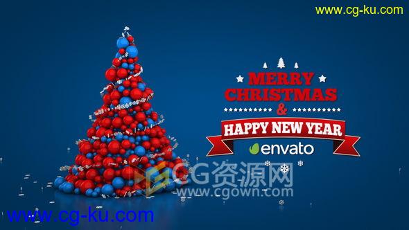 4种3D彩色球体生成圣诞树庆祝新年节日快乐片头视频 AE模板的图片1